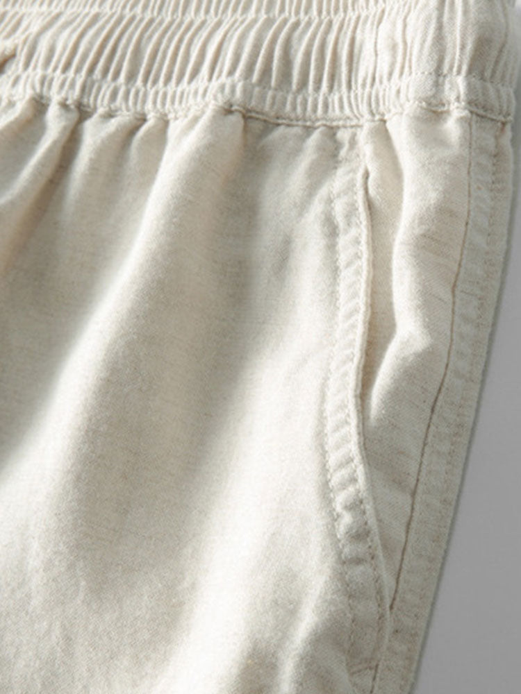 Camicia Cubana Jacquard Geometrico & Pantaloni in Lino a Gamba Dritta