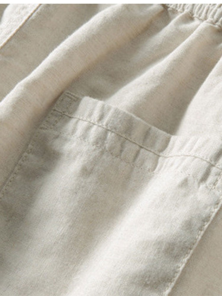 Camicia Cubana Jacquard Geometrico & Pantaloni in Lino a Gamba Dritta