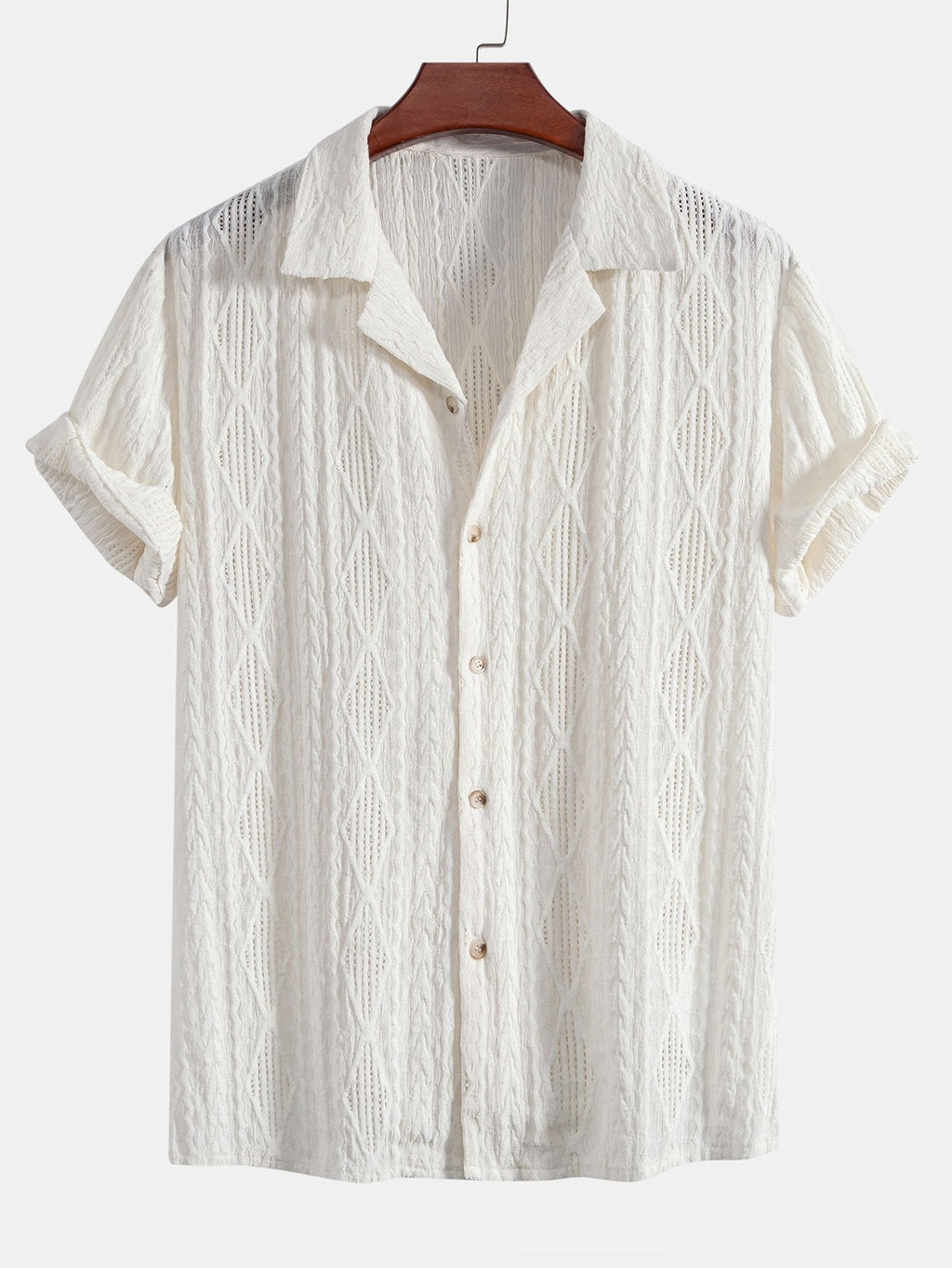 Camicia Cubana Jacquard Geometrico & Pantaloni in Lino a Gamba Dritta