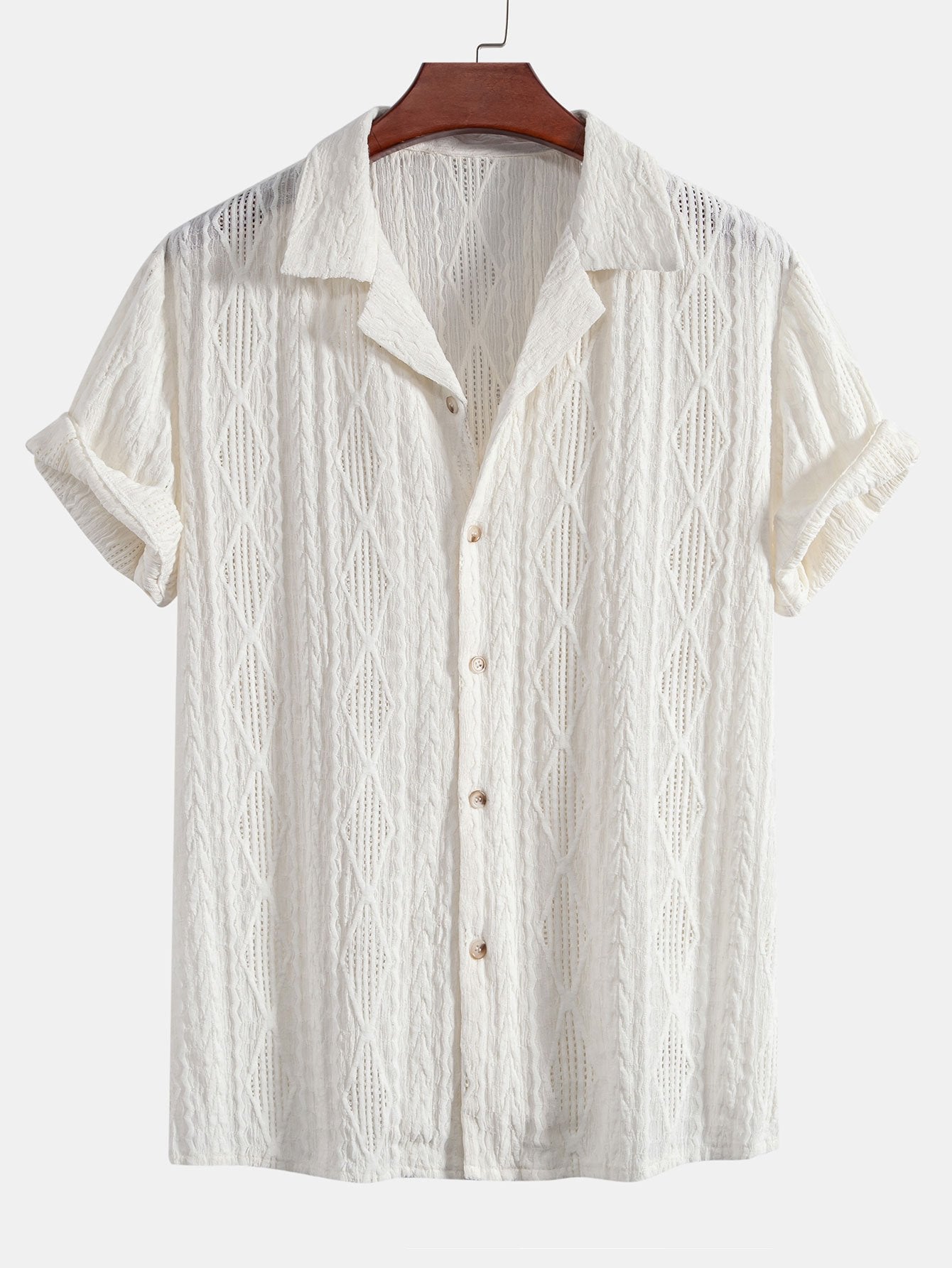 Camicia Cubana Jacquard Geometrico & Pantaloni in Lino a Gamba Dritta