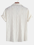 Camicia Cubana Jacquard Geometrico & Pantaloni in Lino a Gamba Dritta