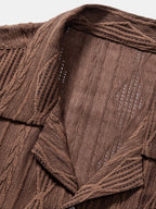 Camicia Cubana Jacquard Geometrico & Pantaloni in Lino a Gamba Dritta