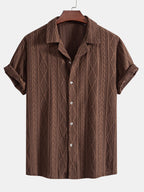 Camicia Cubana Jacquard Geometrico & Pantaloni in Lino a Gamba Dritta