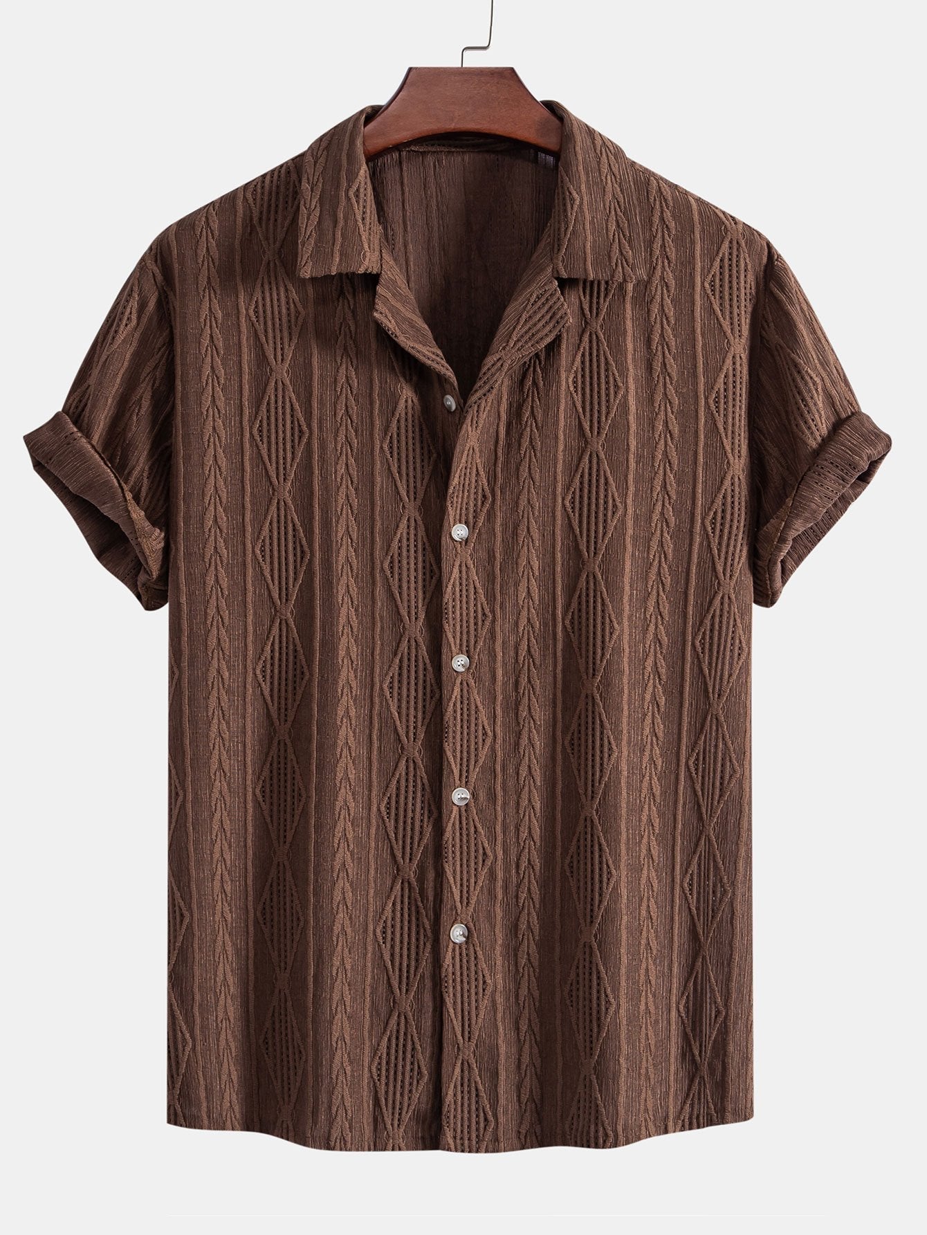 Camicia Cubana Jacquard Geometrico & Pantaloni in Lino a Gamba Dritta