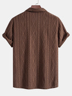 Camicia Cubana Jacquard Geometrico & Pantaloni in Lino a Gamba Dritta